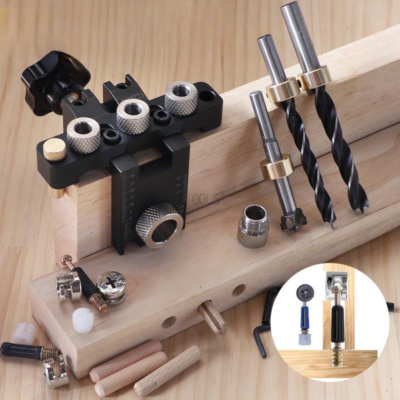 Dowel Jig Kit - Gabarit de perçage réglable 3-en-1 pour